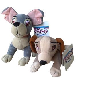 Disney Exclusive Classic Lady and The Tramp Plush Stuffed Mini Bean Bags NWT